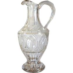 1860's Antique English American Victorian Hand Blown and Cut Glass Carafe