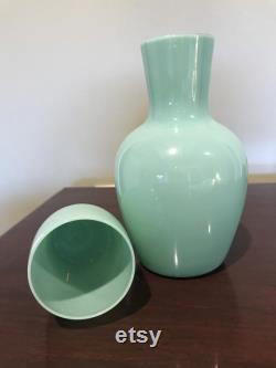 1930 S Morgantown Jadeite Tumble-UP Trudy Water Carafe With Cup
