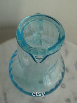 1940s Aqua Blue Glass Tumble Up Carafe and Glass Set Stunning