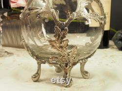 1950s french vintage carafe, silver color caged sealed stamped decander, leaf figure lion foot pitcher, gift for collector, pitcher for mom