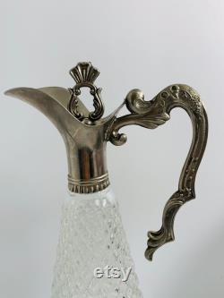 1960 s Italian Leonard Silver Plated and Cut Crystal Decanter