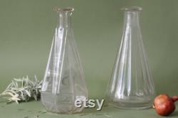 2 Retro Glass Decanters, Vintage Glass Jugs, 1930s French Bistro, Art Deco, Pressed Glass, Bar Decor, Country Kitchen, Boho Wedding Decor