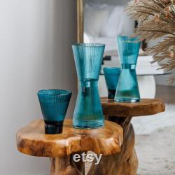 33oz Glassware carafe and 10 oz tumbler set in Teal