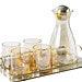 6 Piece Clear Amber Gold Glass Drinkware Set