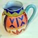 A Naive Painted Pitcher, Hand Painted Ceramic Pitcher, Hand Made Ceramic Jar, Ready To Ship