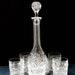 Action Beautiful Set Of Heavy Bohemia Crystal Glass Whiskey Decanter Five Whiskey Glasses, Hand Cut