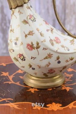 Amazing Porcelain Carafe with Bronze Ornaments Carafe Duck Bottle Art Nouveau Vintage Porcelain Kitchen Decor Elegant Gift Idea