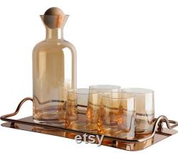 Amber High Borosilicate Glass Carafe Set In Stock
