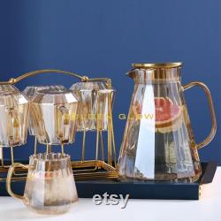 Amber Set Carafe Glasses Glass Pitcher with Mugs Heat Resistant Teapot Water Lemonade
