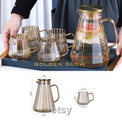 Amber Set Carafe Glasses Glass Pitcher with Mugs Heat Resistant Teapot Water Lemonade