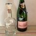 An Elegant Versatile French 37.5 Cl Capacity Glass, Carafe, Bottle With A Ceramic Blue And White Push In Cork Stopper