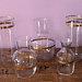 Antique 1920s Glass With Gold Band Carafe Wine Drink Serving Pitcher Set
