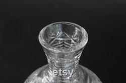 Antique Cut Glass Water Carafe. Vintage Mid Century Wine Decanter (C407)