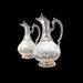 Antique French Aiguières Sterling Silver And Spiraled Glass Claret Jug, Wine Decanter, Rococo Style, Pair Of Louis Xv Style Silver Carafe