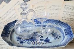 Antique French Crystal Glass Liqueur Carafe set