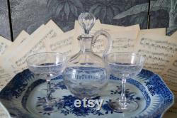 Antique French Crystal Glass Liqueur Carafe set