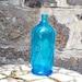 Antique French Carafe Blue Etched Glass