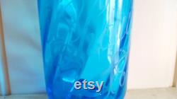 Antique French carafe blue etched glass