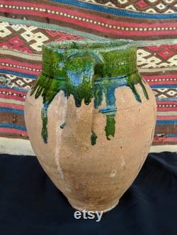 Antique Green Glaze Pottery Carafe Vase Pot Antique Home Decor Ceramics Sille Pottery