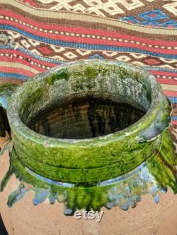 Antique Green Glaze Pottery Carafe Vase Pot Antique Home Decor Ceramics Sille Pottery