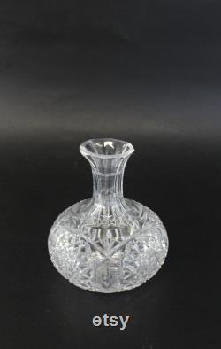 Antique Hand Cut Glass Water Carafe. Vintage Mid Century Wine Decanter (C211)