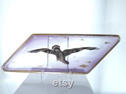 Antique Moser Raised Enamel Tray with Bird of Prey