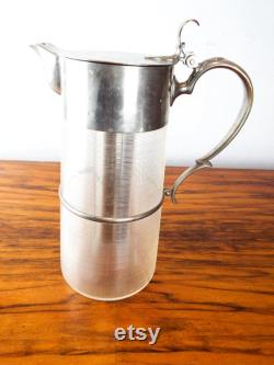 Antique Victorian Silver Plated Jug Ribbed Glass Lemonade Iced Tea Pimms England, Unique Carafe Wine Pitcher, One of a KInd Table Decoration
