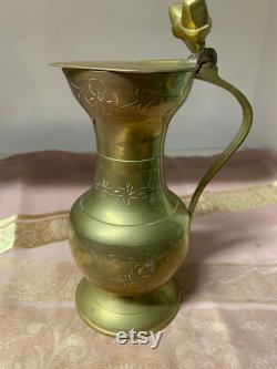 Antique decorative brass jug eicheln 1940-i germany fv8 19.5 cm