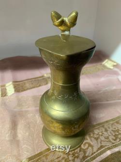 Antique decorative brass jug eicheln 1940-i germany fv8 19.5 cm