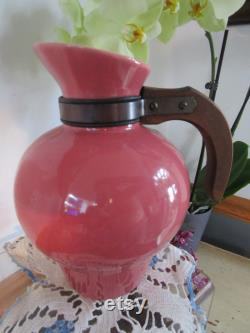 Arcadia, made in USA, E29 Vintage Mauve Coffee Urn Water Jug Carafe with 5 Matching Cups