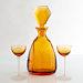 Art Deco Amber Glass Decanter With Two Footed Glasses Tête-à-tête Decanting Set Vintage Bohemian Glass Josef Riedel