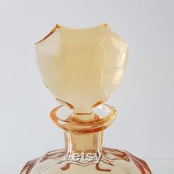 Art Deco Amber liqueur carafe thick-walled crystal glass Bohemia 30 40s