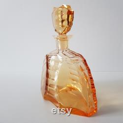 Art Deco Amber liqueur carafe thick-walled crystal glass Bohemia 30 40s