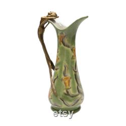 Art Nouveau Porcelain and Bronze Carafe with Nymph Design Vintage-Inspired Home Decor Timeless Statement Piece