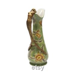 Art Nouveau Porcelain and Bronze Carafe with Nymph Design Vintage-Inspired Home Decor Timeless Statement Piece