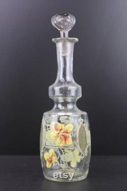 Art Nouveau enamel painted floral decanter carafe by Fran ois-Théodore Legras