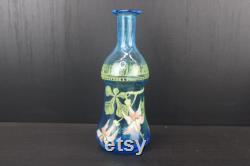 Art Nouveau enamel painted on glass floral decanter carafe wine jug by Fran ois-Théodore Legras.