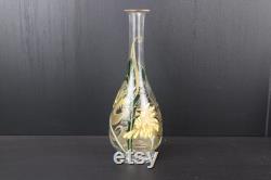 Art Nouveau enamel painted on glass floral decanter carafe wine jug by Fran ois-Théodore Legras.