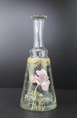 Art Nouveau floral enamel painted jug decanter carafe by Fran ois-Théodore Legras