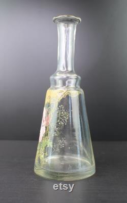 Art Nouveau floral enamel painted jug decanter carafe by Fran ois-Théodore Legras
