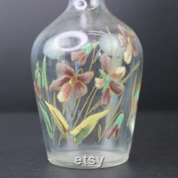 Art Nouveau floral enamel painted on glass decanter carafe by Fran ois-Théodore Legras