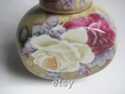 Attractive Vintage Hand-Painted Rose Porcelain Carafe and Cup.A convenient and useful set