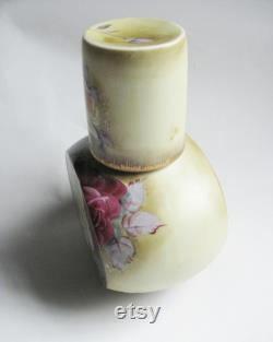 Attractive Vintage Hand-Painted Rose Porcelain Carafe and Cup.A convenient and useful set