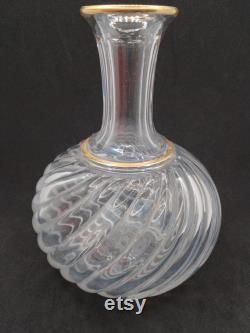 Baccarat Crystal Night Carafe Bamboo Swirl, Crystal Carafe with Drinking Glass and Plate, Made in France