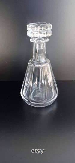 Baccarat French vintage crystal decanter, mouth blown glass with stopper.