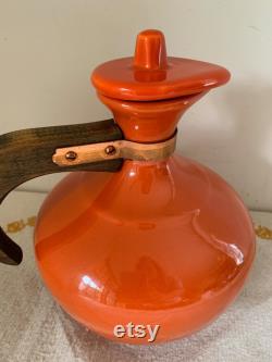 Bauer Pottery Orange Carafe with Lid, 1940s Pottery