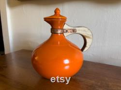 Bauer Pottery Orange Ceramic Lidded Carafe 1940s Vintage Early 20th-Century