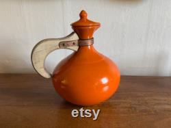 Bauer Pottery Orange Ceramic Lidded Carafe 1940s Vintage Early 20th-Century