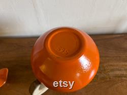 Bauer Pottery Orange Ceramic Lidded Carafe 1940s Vintage Early 20th-Century