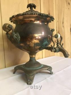 Beautiful RARE Antique 1800's English Red copper and brass Samovar drink, coffee, tea, water dispenser, urn